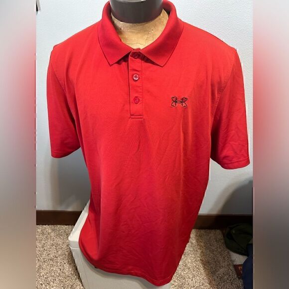 Under Armour HeatGear Mens XXL Solid Red Short Sleeve Polo - Picture 1 of 7